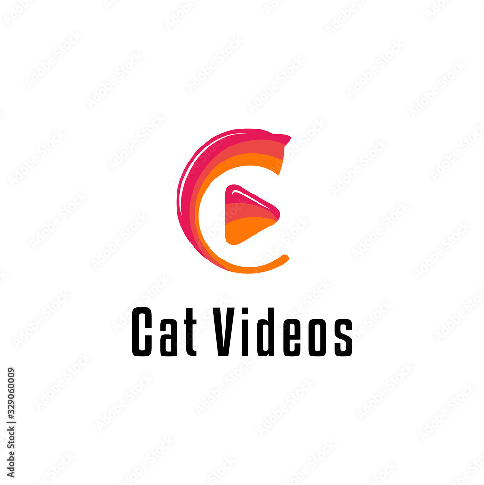 Obraz premium cat and video logo design, logo design inspiration