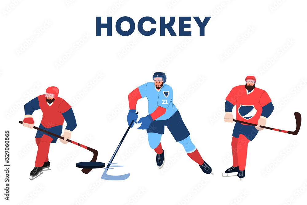 Fototapeta premium Isolated vector illustration of hockey team athlete. Hockey player