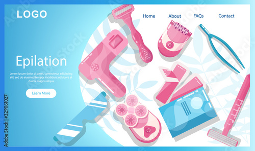 Hair removal and epilation landing page or web banner.