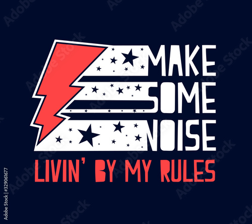 Hand drawn rock and roll elements and slogans.  Vector illustration. 