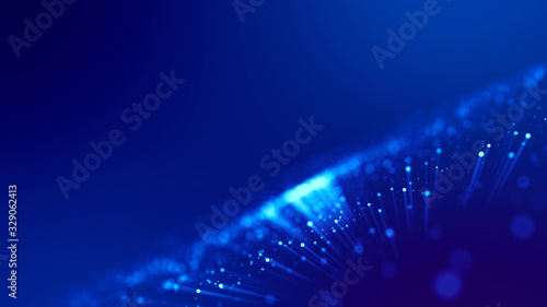 Schilderij op canvas Blue light rays like laser show for bright festive presentation