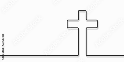 Cristian cross icon over white background, line style icon, vector illustration