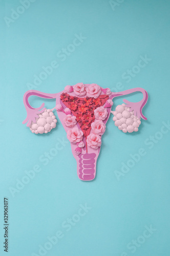 Concept polycystic ovary syndrome, PCOS. Copy space, women reproductive system.