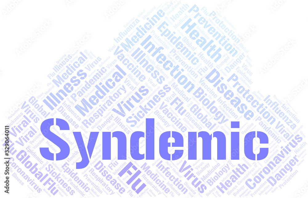 Obraz premium Syndemic word cloud on white background.