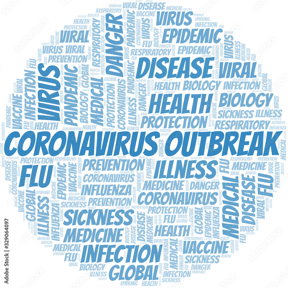 coronavirus outbreak word cloud on white background. coronavirus outbreak word cloud on white background.