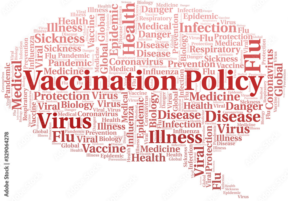 Vaccination policy word cloud on white background. Vaccination policy word cloud on white background.