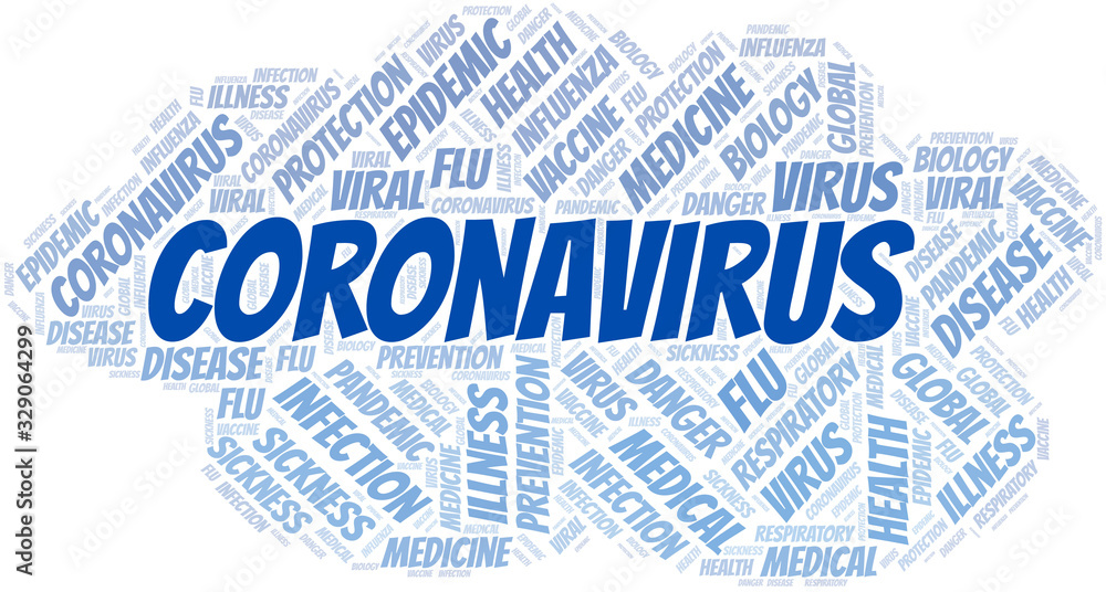 Fototapeta premium Coronavirus word cloud on white background.