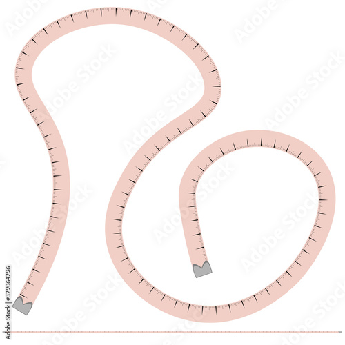 Pink tailor centimeter - vector illustration, isolate on a white background.