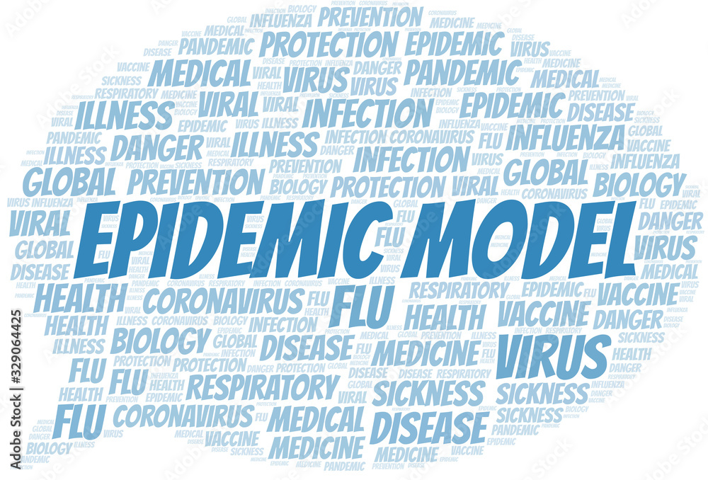 Epidemic model word cloud on white background. Epidemic model word cloud on white background.