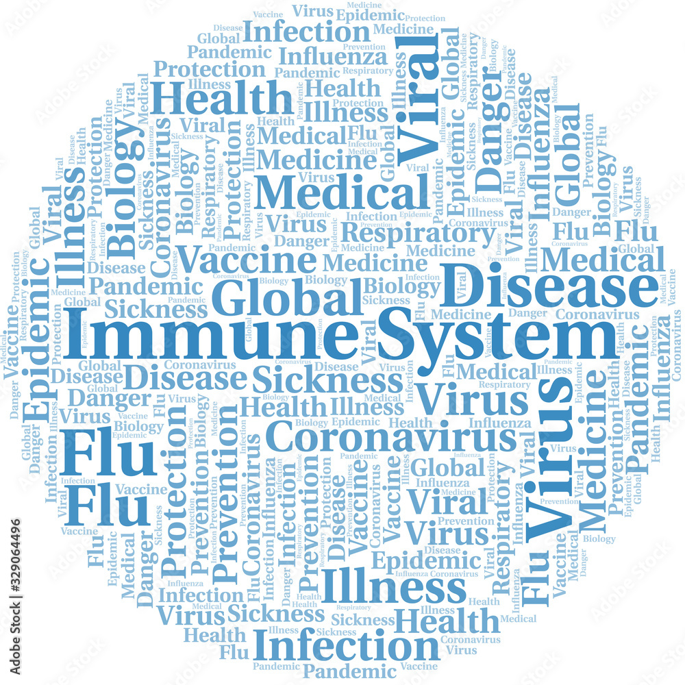 Immune system word cloud on white background. Immune system word cloud on white background.