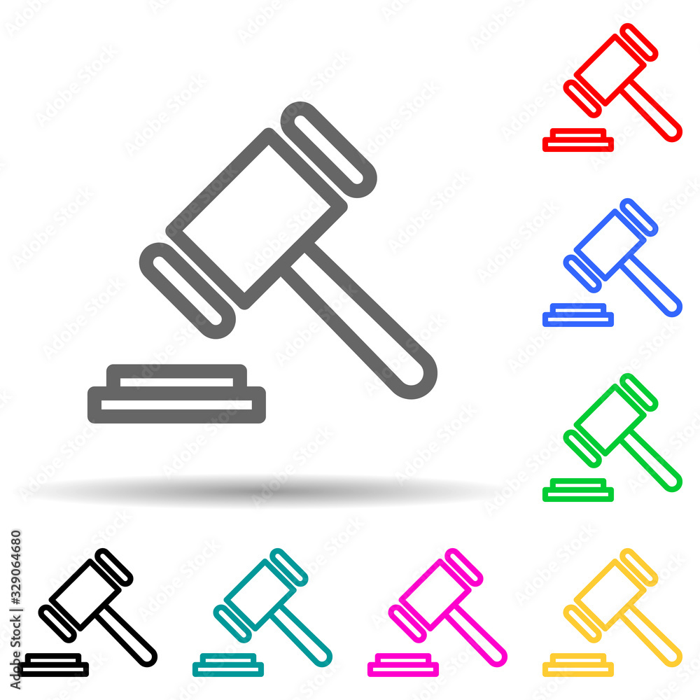 hammer multi color style icon. Simple thin line, outline vector of web icons for ui and ux, website or mobile application hammer multi color style icon. Simple thin line, outline vector of web icons for ui and ux, website or mobile application