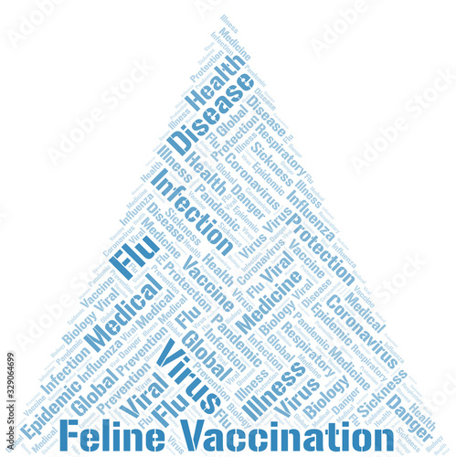Feline vaccination word cloud on white background.