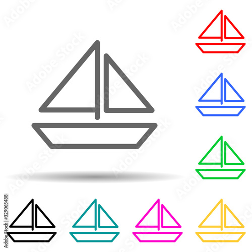 sailing yacht multi color style icon. Simple thin line, outline vector of web icons for ui and ux, website or mobile application