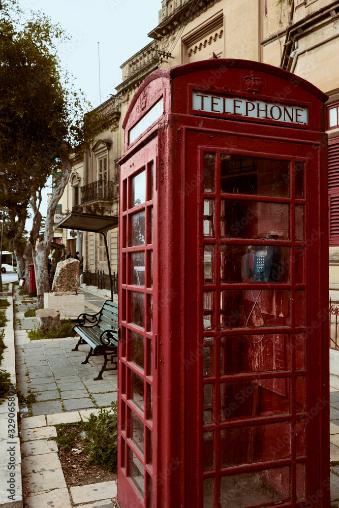 Obraz premium Red telephone box, Gzira, Malta