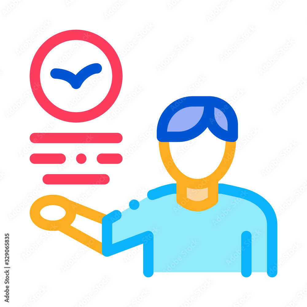 Human Talking About Bird Icon Thin Line Vector. Man Ornithologist Talk About Bird, Fly Animal And Text Concept Linear Pictogram. Color Isolated Contour Symbol Illustration