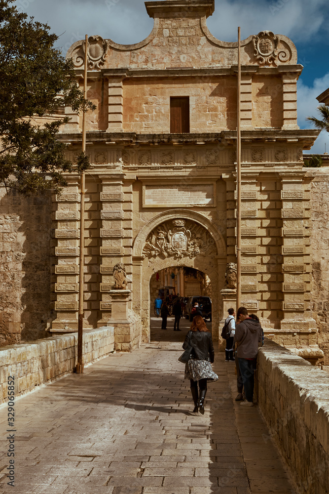 Mdina medieval city gate entrance
