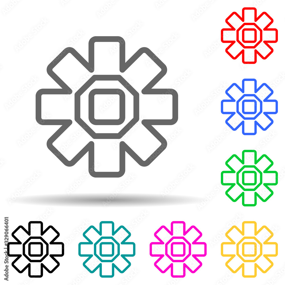 gear multi color style icon. Simple thin line, outline vector of web icons for ui and ux, website or mobile application gear multi color style icon. Simple thin line, outline vector of web icons for ui and ux, website or mobile application