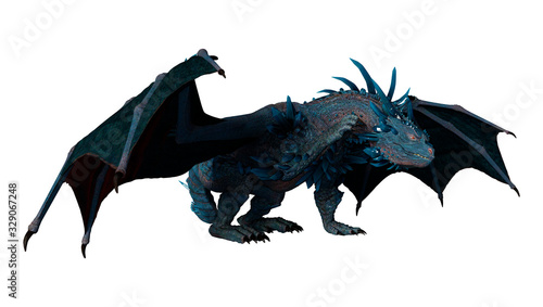 3D Rendering Fairy Tale Dragon on White