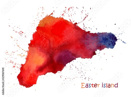 Obraz na plátně Watercolor map of Easter island