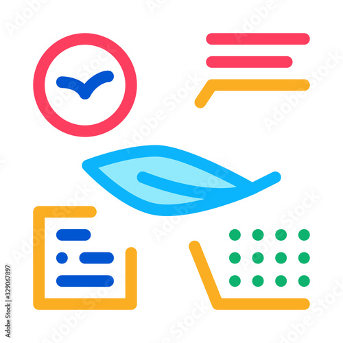 Bird Feather Characteristics Icon Thin Line Vector. Feather Describing Flight Animal, Wing Quill Concept Linear Pictogram. Color Isolated Contour Symbol Illustration