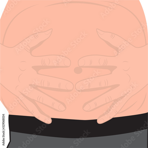 Abdominal bloating stomach in human stomach vector illustration
