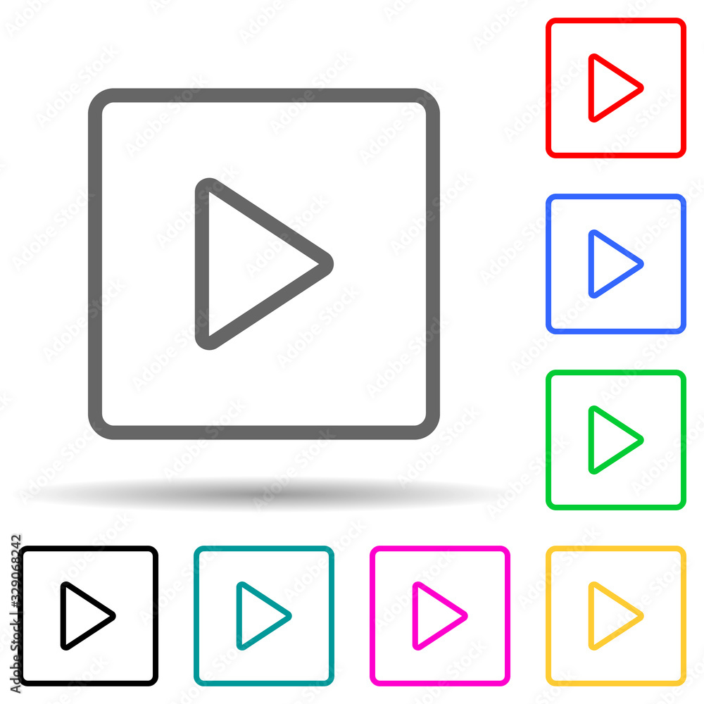 play squared multi color style icon. Simple thin line, outline vector of web icons for ui and ux, website or mobile application play squared multi color style icon. Simple thin line, outline vector of web icons for ui and ux, website or mobile application
