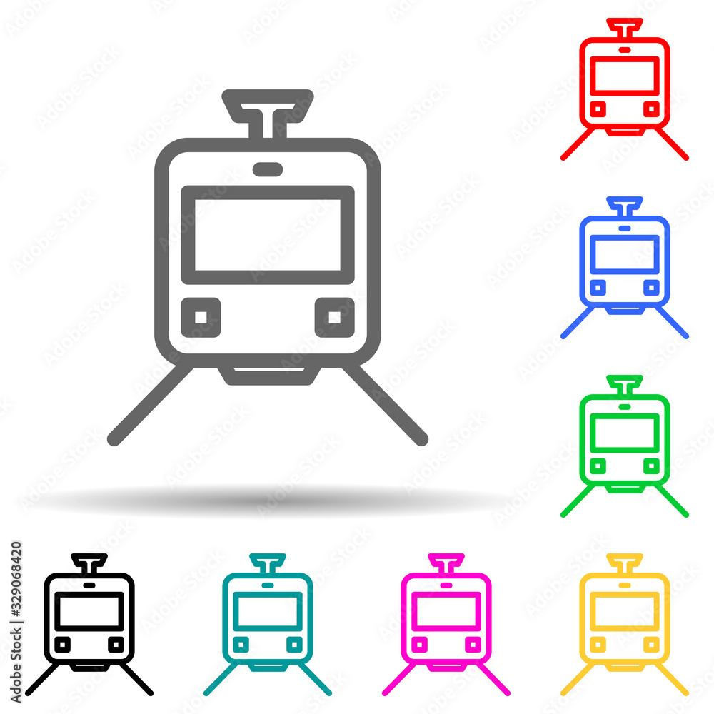 tram multi color style icon. Simple thin line, outline vector of web icons for ui and ux, website or mobile application tram multi color style icon. Simple thin line, outline vector of web icons for ui and ux, website or mobile application
