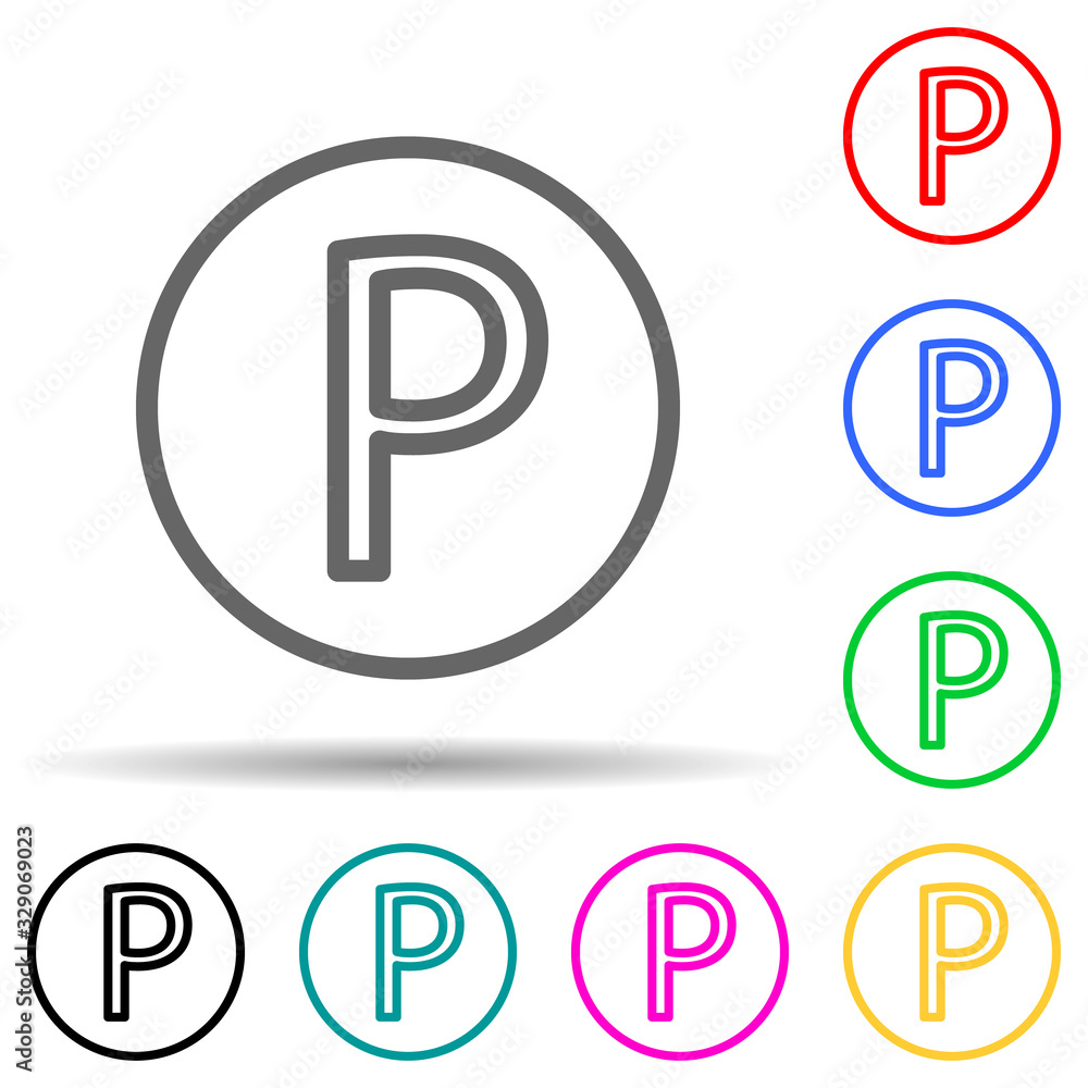 parking sign multi color style icon. Simple thin line, outline vector of web icons for ui and ux, website or mobile application parking sign multi color style icon. Simple thin line, outline vector of web icons for ui and ux, website or mobile application