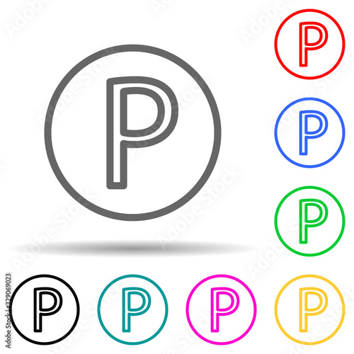 parking sign multi color style icon. Simple thin line, outline vector of web icons for ui and ux, website or mobile application