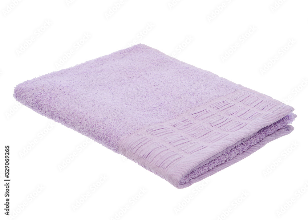 lilac towel lies on a white background lilac towel lies on a white background