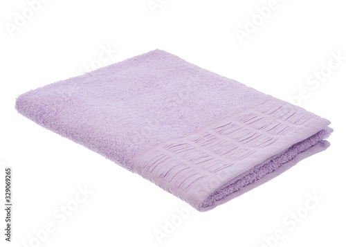 lilac towel lies on a white background