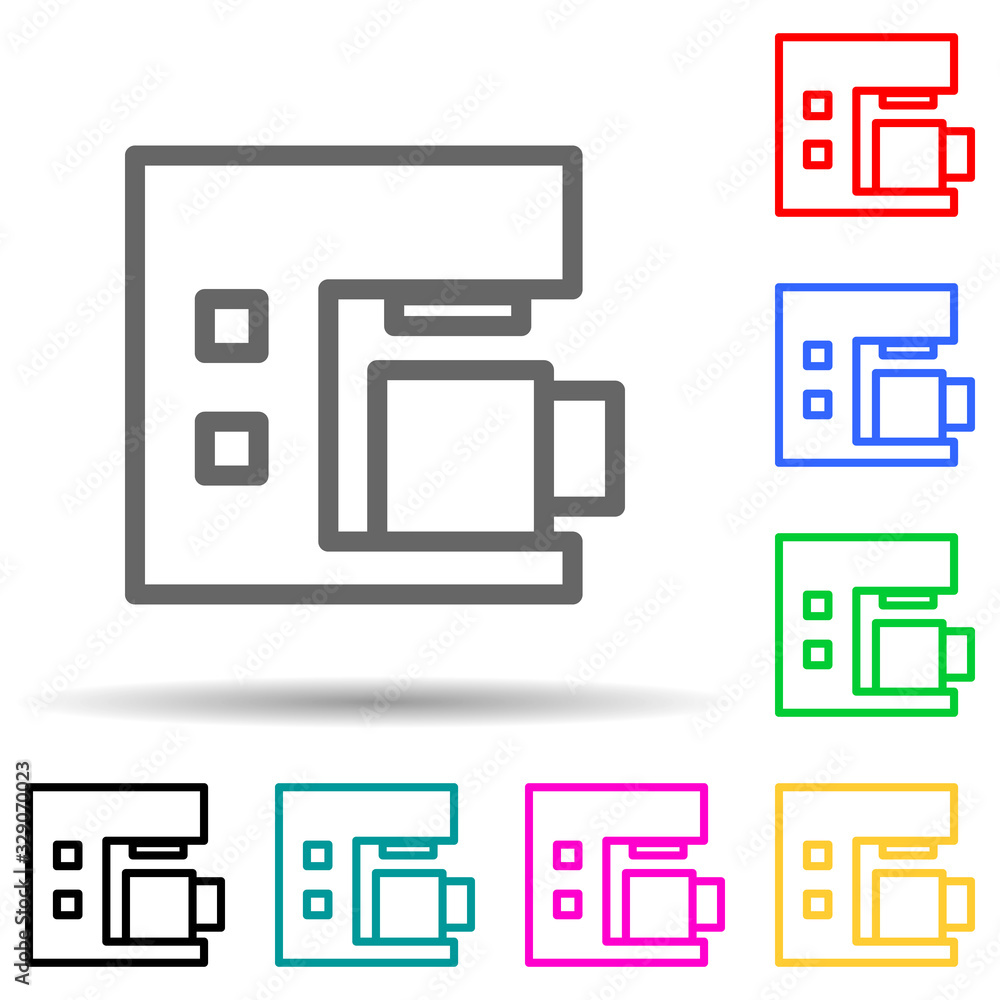 coffee machine multi color style icon. Simple thin line, outline vector of web icons for ui and ux, website or mobile application coffee machine multi color style icon. Simple thin line, outline vector of web icons for ui and ux, website or mobile application