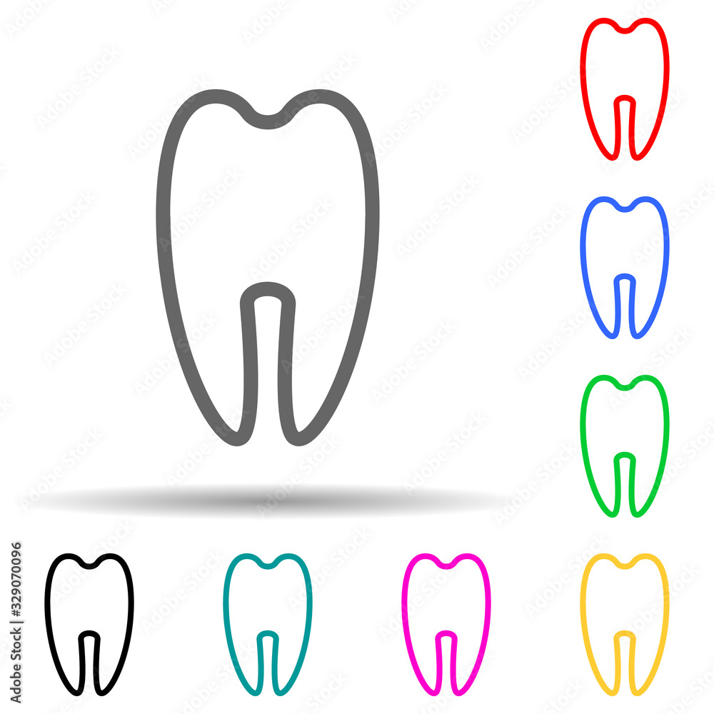 tooth multi color style icon. Simple thin line, outline vector of web icons for ui and ux, website or mobile application tooth multi color style icon. Simple thin line, outline vector of web icons for ui and ux, website or mobile application