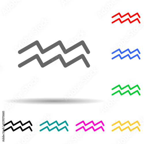 Zodiac Aquarius Saturn multi color style icon. Simple thin line, outline vector of web icons for ui and ux, website or mobile application photo