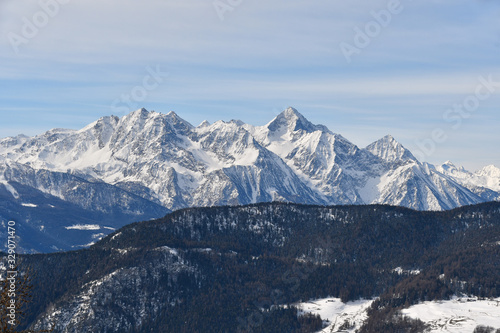 Mountain landscape seen from Chamois in the Aosta Valley © balenabianca