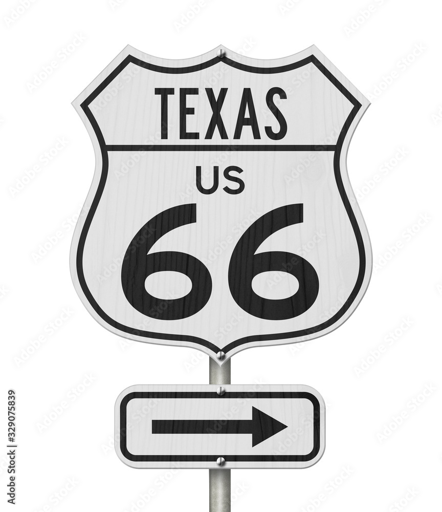 Texas US route 66 road trip USA highway road sign Texas US route 66 road trip USA highway road sign