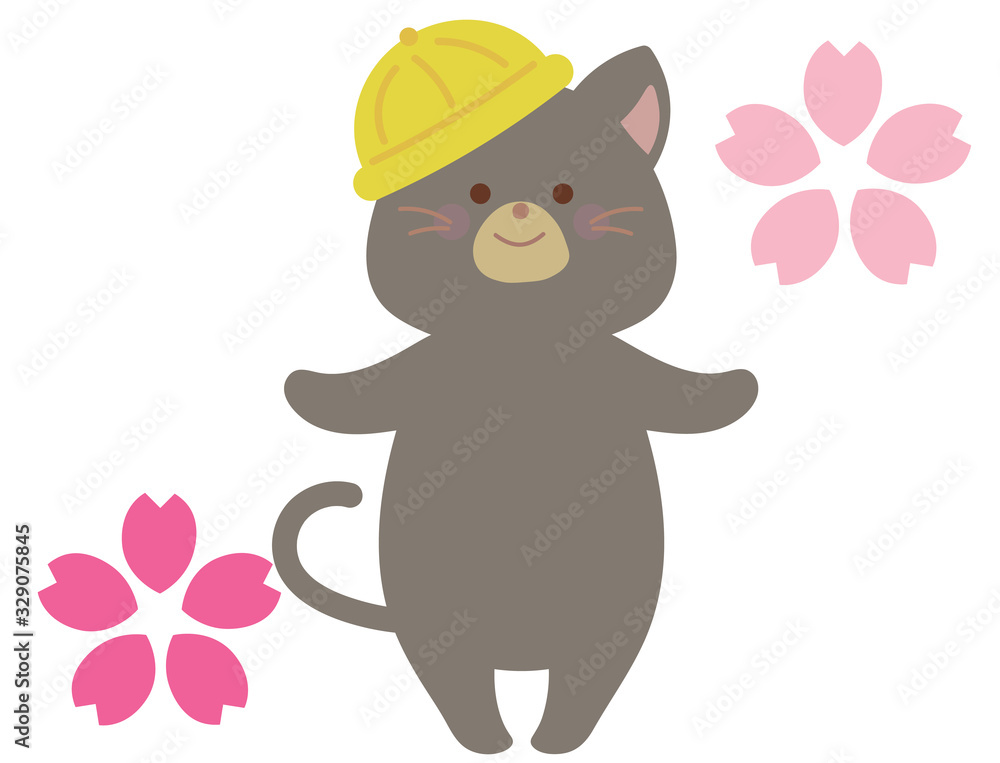 Naklejka premium 新学期 入学式のネコのイラスト