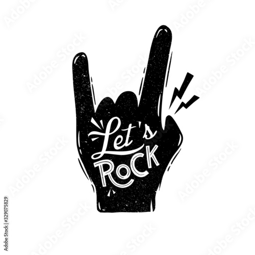 Rock emblem. Retro label, badge. T-shirt print design