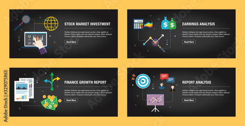 Stock market investment, earnings analysis, finance growth report and report analysis.
