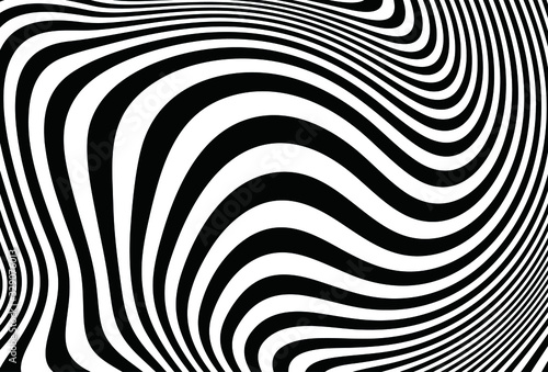 Modern black and white vector pattern of curved lines. For covers, business cards, banners, prints on clothes, wall decor, posters, sites, social networks, videos. Vector illustration