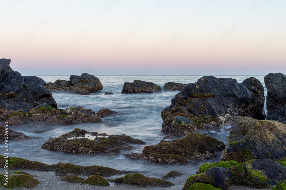 Beautiful seascape with rocks and waves