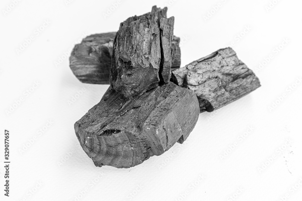 Fototapeta premium Charcoal isolated on white background.