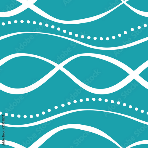 Wavy line seamless vector pattern background. Twisted striped linear irregular horizontal ocean waves backdrop. Entwined waves illustration. All over print for marine, beach, vacation resort concept