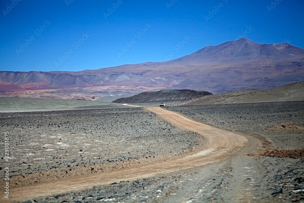 The road to Antofalla volcano at the Puna de Atacama, Argentina