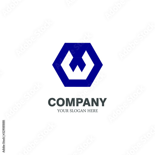 the letter logo W. with the shape of a hexagon.template modern.isolated white. business logos, for companies and graphic design. illustration vector