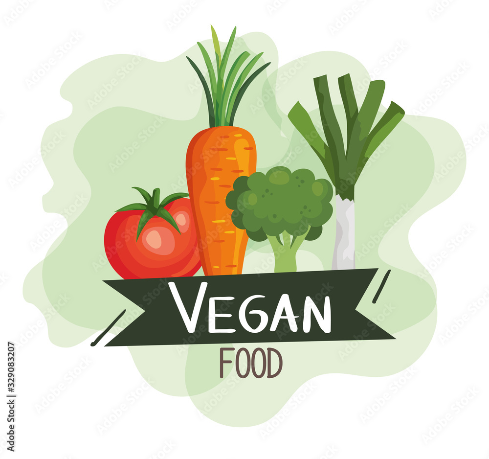 Plakat vegan food poster with tomato and vegetables vector illustration design
