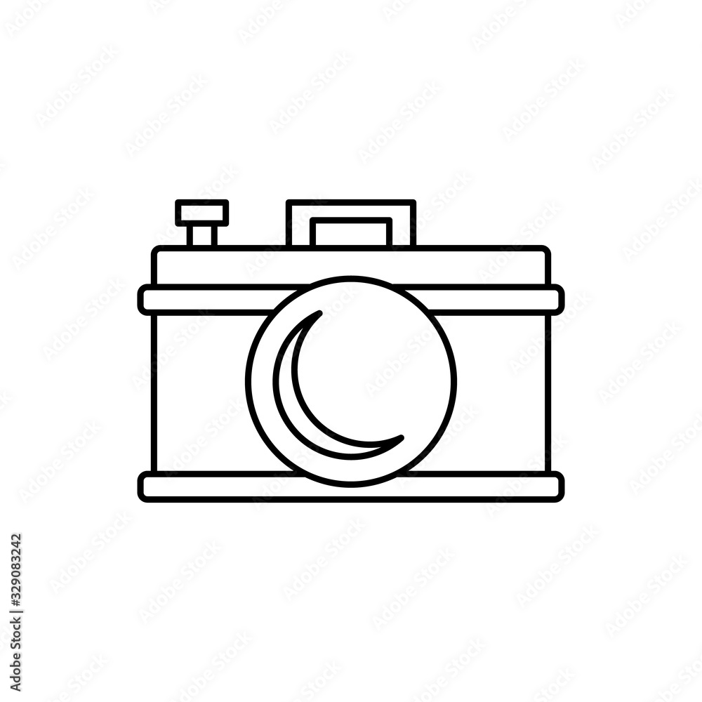 Camera front device icon. Simple line, outline vector elements of shooting equipment for ui and ux, website or mobile application Camera front device icon. Simple line, outline vector elements of shooting equipment for ui and ux, website or mobile application
