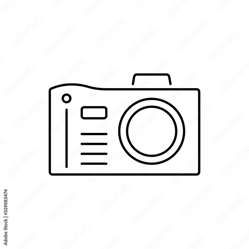 Camera front device icon. Simple line, outline vector elements of shooting equipment for ui and ux, website or mobile application Camera front device icon. Simple line, outline vector elements of shooting equipment for ui and ux, website or mobile application