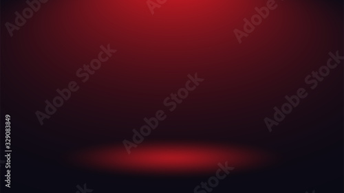 Dark red abstract background. Red blurred podium. 