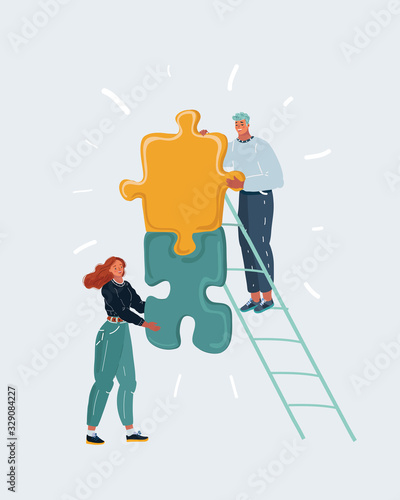 People with puzzle, business concept